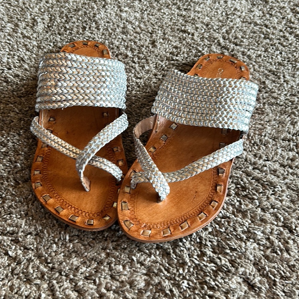 Chinese Laundry's Rock Steady silver metallic sandals, size 8.5